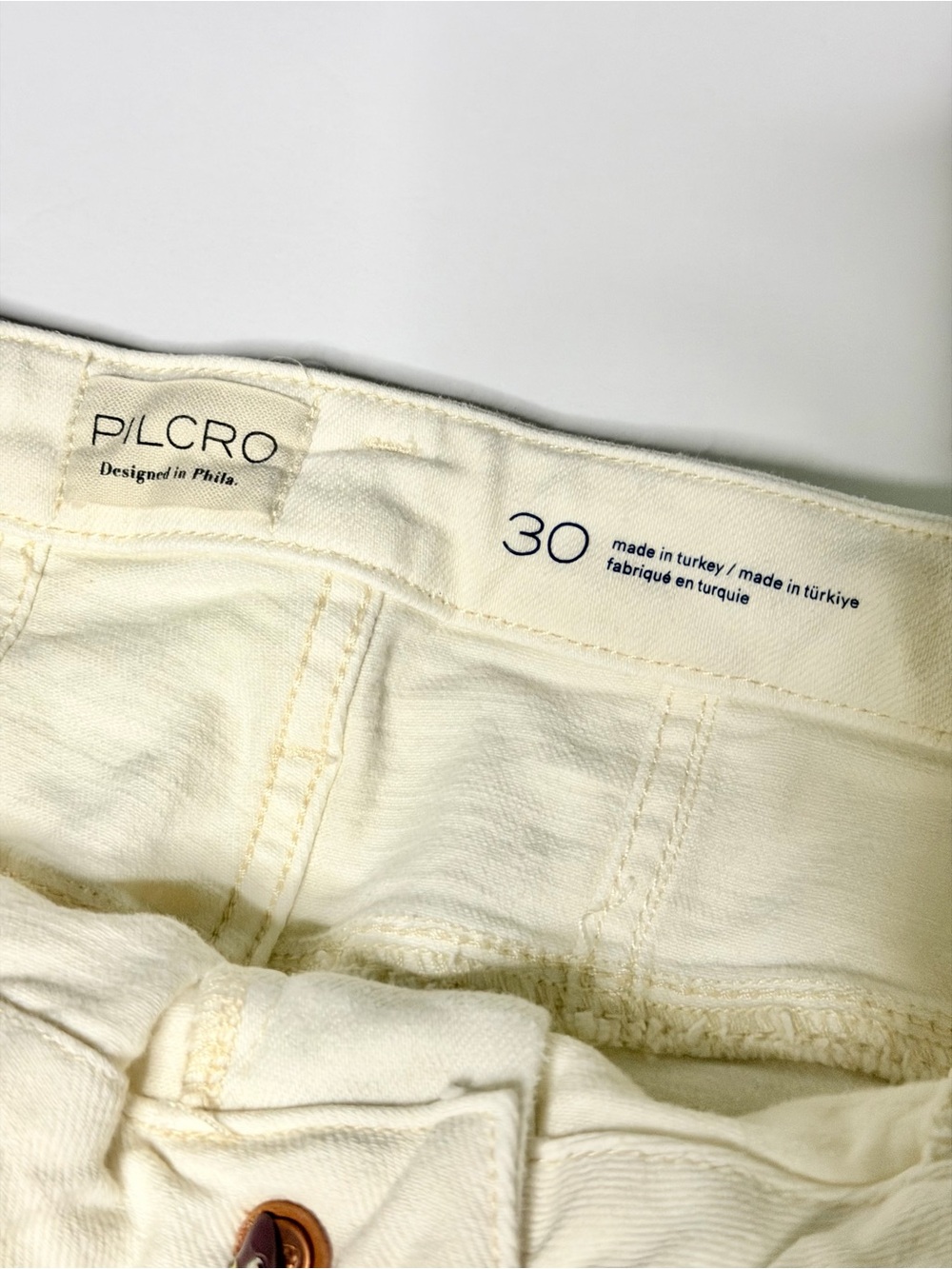 Anthropologie Pilcro Cream Barrel Leg Jeans 30 - Picture 3 of 4